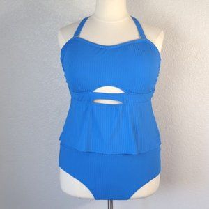 Time & Tru Size 2X  Tankini Set  Blue Cut Out Top & Bottoms
